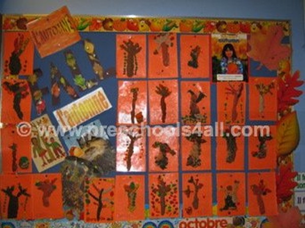 Plasticine Fall Trees Bulletin Board